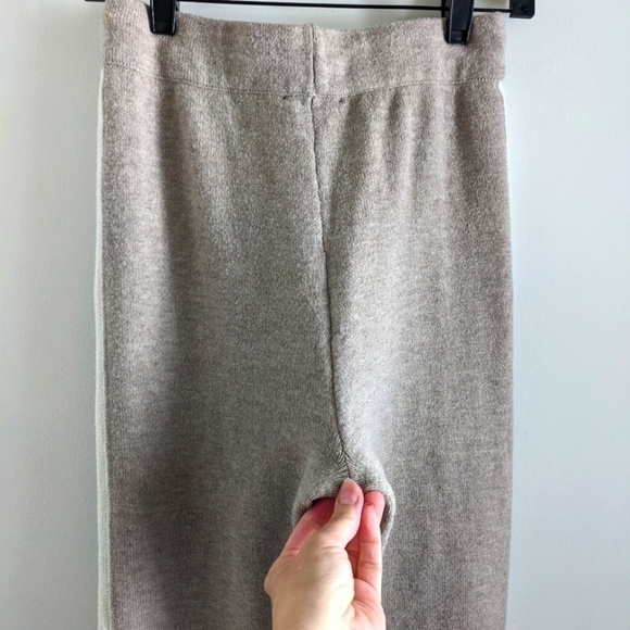 𝅺lulu's Beige Sweater Knit Joggers XS Track Stripe Loungewear Neutral - Picture 5 of 11